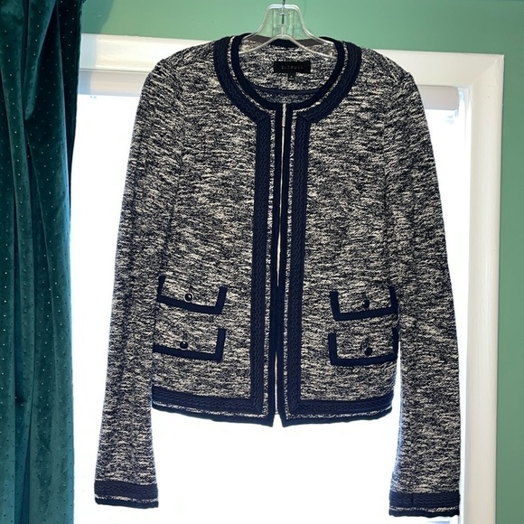 Gorgeous Marled Navy Zip Front Talbots Jacket size 4 - Picture 1 of 5